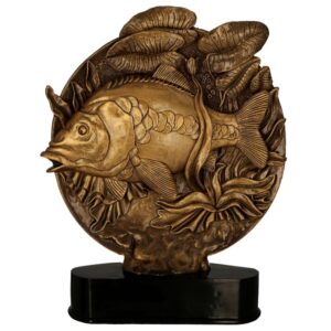 Figurka odlewana w kolorze brązu RFST3050 – wędkarstwo, ryba, karp, 4 rozmiary (18–32 cm)