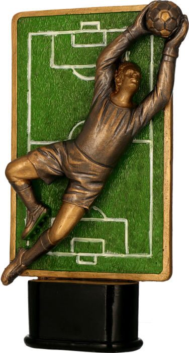 Figurka odlewana w kolorze brązu RFST3057/BR/GN – piłka nożna, bramkarz, 23 cm