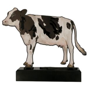 Statuetka metalowa na marmurowej podstawie TM005-COW – zwierzęta, krowa, 20,5 cm