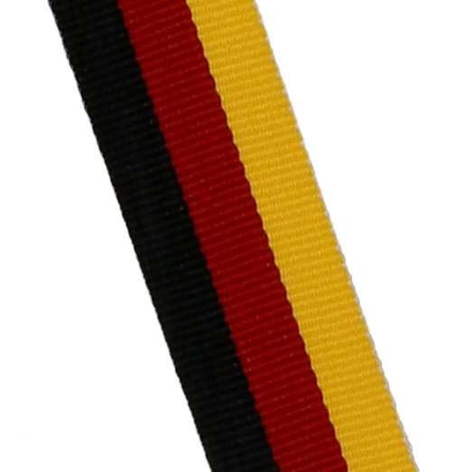 Wstążka do medalu 20 mm bez karabińczyka V3-BK/R/Y – bez karabińczyka, czarno-czerwono-żółta