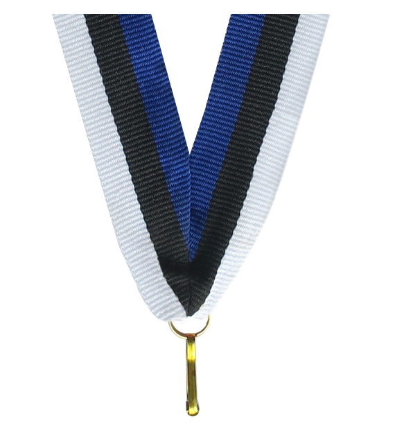 Wstążka do medalu 11 mm V8-BL/BK/W – niebiesko-czarno-biała