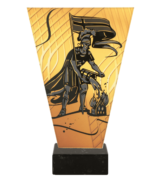 Trofeum szklane V-Line VL1/FIR/BK – strażactwo, straż pożarna, 4 rozmiary (15–22,5 cm)