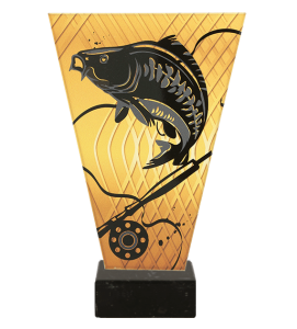 Trofeum szklane V-Line VL1/FIS2/BK – wędkarstwo, karp, 4 rozmiary (15–22,5 cm)