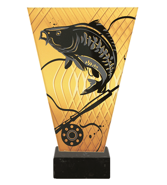 Trofeum szklane V-Line VL1/FIS2/BK – wędkarstwo, karp, 4 rozmiary (15–22,5 cm)