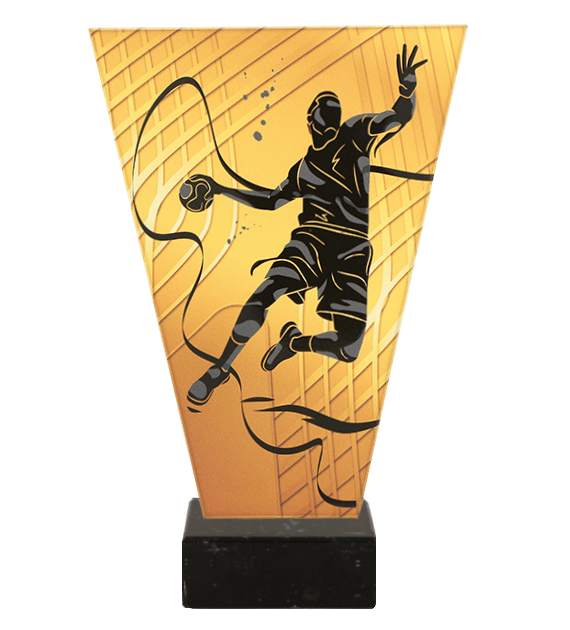 Trofeum szklane V-Line VL1/HAN/BK – piłka ręczna, 4 rozmiary (15–22,5 cm)