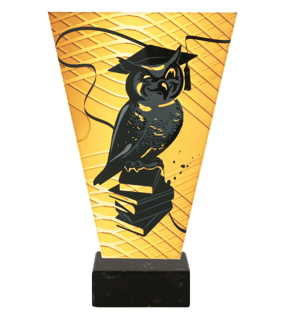 Trofeum szklane V-Line VL1/SCH/BK – szkoła i edukacja, 4 rozmiary (15–22,5 cm)