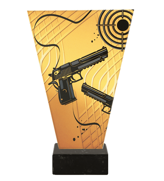 Trofeum szklane V-Line VL1-A/SHO1/BK – strzelectwo, broń krótka, 22,5 cm