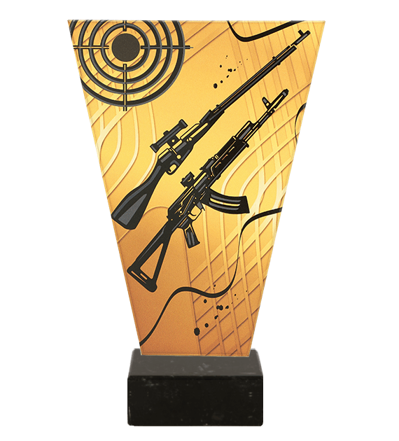 Trofeum szklane V-Line VL1/SHO2/BK – strzelectwo, broń długa, 4 rozmiary (15–22,5 cm)