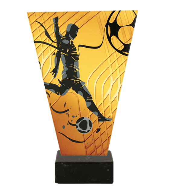 Trofeum szklane V-Line VL1/SOC1/BK – piłka nożna, piłkarz, 4 rozmiary (15–22,5 cm)