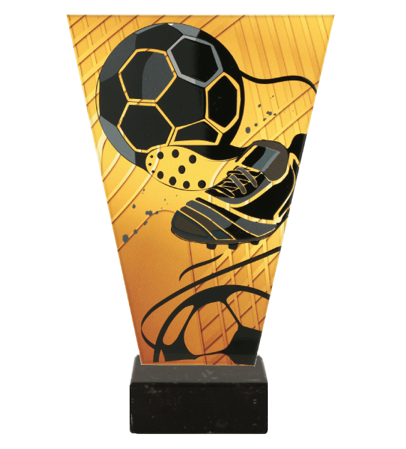 Trofeum szklane V-Line VL1/SOC3/BK – piłka nożna, piłka but, 4 rozmiary (15–22,5 cm)