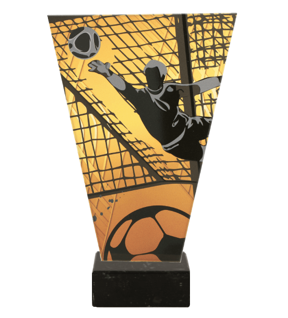 Trofeum szklane V-Line VL1/SOC4/BK – piłka nożna, bramkarz, 4 rozmiary (15–22,5 cm)