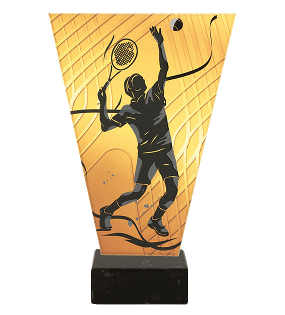 Trofeum szklane V-Line VL1/TEN2/BK – tenis ziemny, mężczyzna, 4 rozmiary (15–22,5 cm)