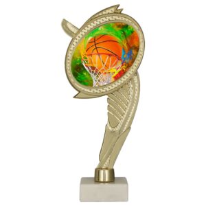 Postument plastikowy złoty na marmurowej podstawie WING-WM/BAS – koszykówka, 22 cm