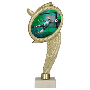 Postument plastikowy złoty na marmurowej podstawie WING-WM/SOC3 – piłka nożna, 22 cm