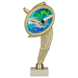 Postument plastikowy złoty na marmurowej podstawie WING-WM/SWI – pływanie, 22 cm