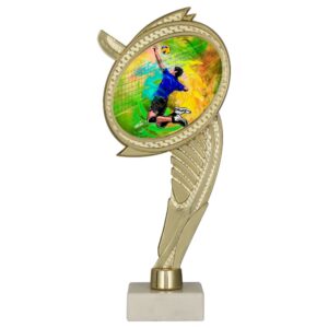 Postument plastikowy złoty na marmurowej podstawie WING-WM/VOL – siatkówka, 22 cm