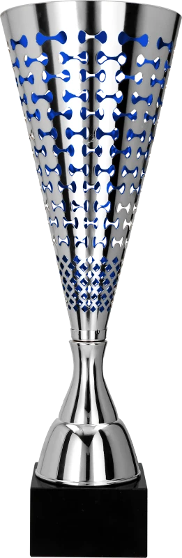 Puchar metalowy srebrno-niebieski 2099 – 3 rozmiary (39,5–51,5 cm)