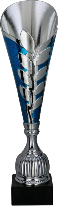 Puchar plastikowy srebrno-niebieski 7261 – 3 rozmiary (38,5–43,5 cm)