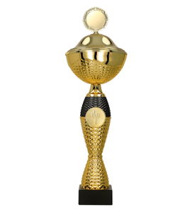 Puchar metalowy złoto-czarny 8346 – z pokrywką lub bez, 9 rozmiarów (18–50 cm)