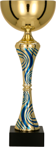 Puchar metalowy złoto-niebieski 8358 – z pokrywką lub bez, 16 rozmiarów (23,5–51 cm) – zdjęcie 2