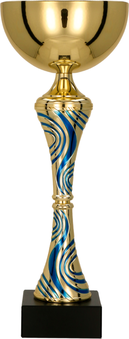 Puchar metalowy złoto-niebieski 8358 – z pokrywką lub bez, 16 rozmiarów (23,5–51 cm) – zdjęcie 2