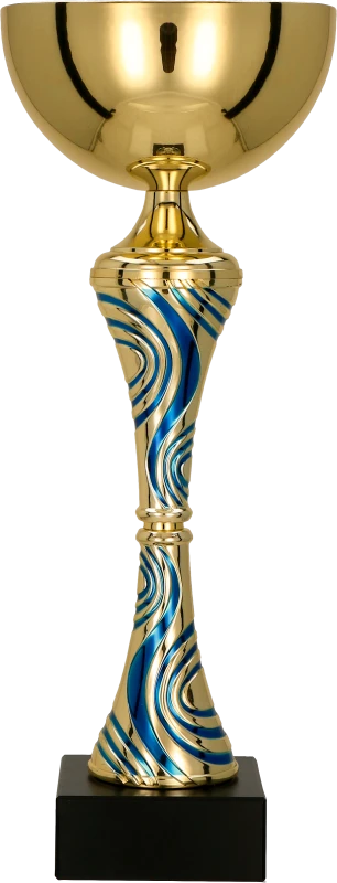 Puchar metalowy złoto-niebieski 8358 – z pokrywką lub bez, 16 rozmiarów (23,5–51 cm) – zdjęcie 2