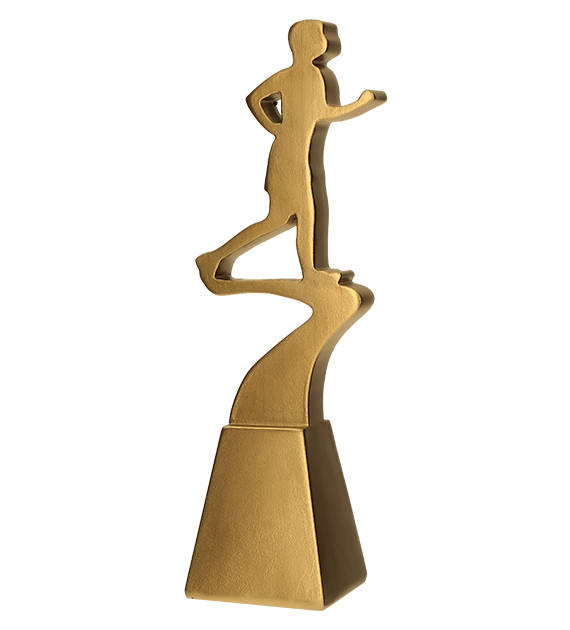 Figurka odlewana złota RP5021-23/G – biegi, złota linia, biegacz, 23 cm
