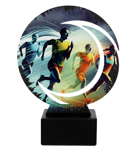 Statuetka metalowa Wirline na marmurowej podstawie WR-RUN – biegi, 3 rozmiary (18–22 cm)