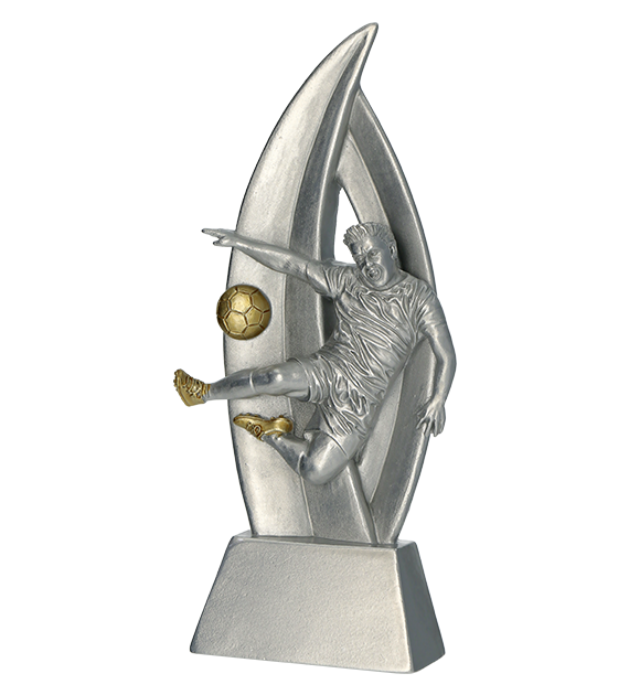 Figurka odlewana srebrno-złota RP6004/S/G – piłka nożna, strzelec, 18 cm