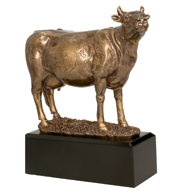 Figurka odlewana w kolorze brązu RFST2076/BR – rolnictwo, krowa, 22,5 cm