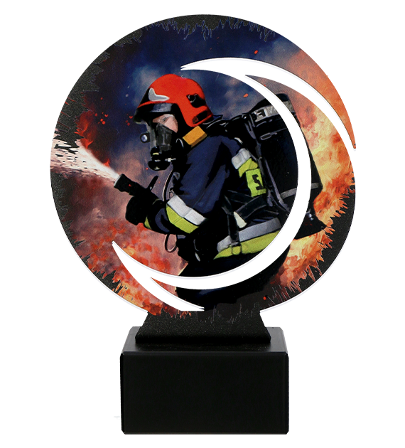 Statuetka metalowa Wirline na marmurowej podstawie WR-FIR – strażactwo, 3 rozmiary (18–22 cm)