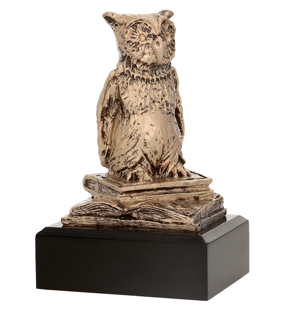 Figurka odlewana w kolorze brązu RTY630/BR – szkoła i edukacja, sowa, nauka, 13,5 cm