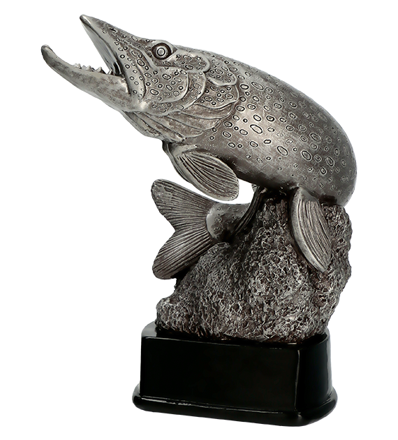 Figurka odlewana srebrna RFST3022/S – wędkarstwo, szczupak, 20 cm