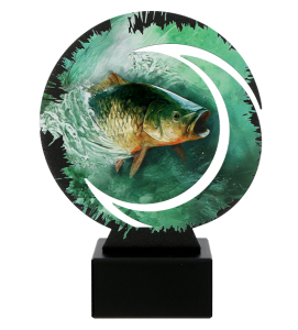 Statuetka metalowa Wirline na marmurowej podstawie WR-FIS2 – wędkarstwo, 3 rozmiary (18–22 cm)