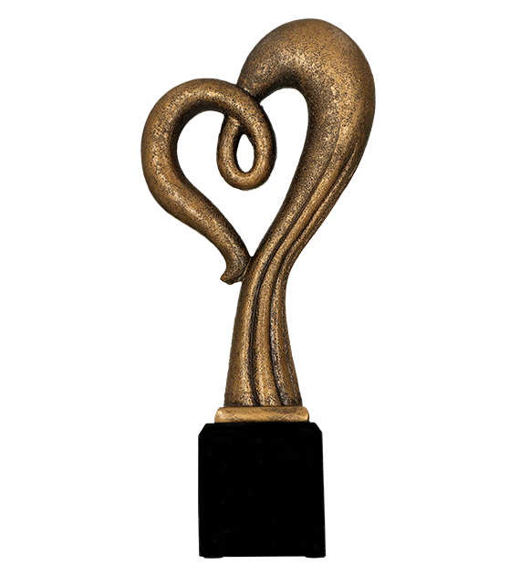 Figurka odlewana w kolorze brązu RFST3041/BR – serce, 30 cm
