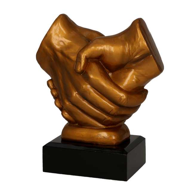 Figurka odlewana złota RFST2089/G – uścisk dłoni, 17 cm