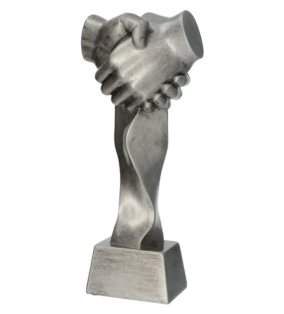 Figurka odlewana srebrna RFST3019/S – uścisk dłoni, 24 cm