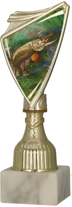 Puchar plastikowy złoty 9297/FIS2 – wędkarstwo, 3 rozmiary (17,5–20 cm) – zdjęcie 2