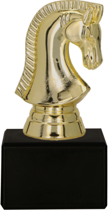 Figurka plastikowa złota F164/G – szachy, głowa konia, 7 cm – zdjęcie 2