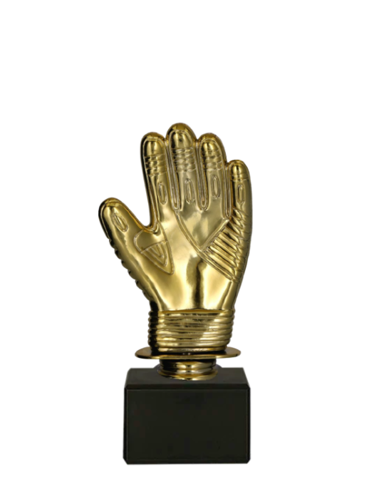 Figurka plastikowa złota F281/G – piłka nożna, rękawica bramkarska, 12 cm – zdjęcie 2
