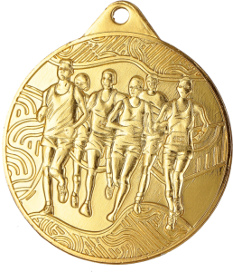 Medal stalowy złoty MMC32050/G – biegi, Ø 50 mm – zdjęcie 2