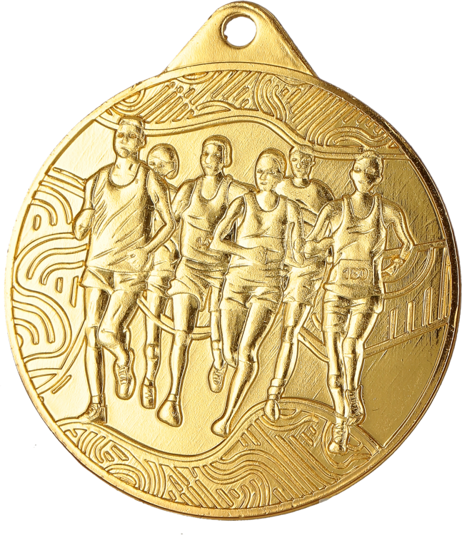 Medal stalowy złoty MMC32050/G – biegi, Ø 50 mm – zdjęcie 2