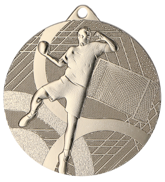 Medal stalowy srebrny MMC39050/S – piłka ręczna, Ø 50 mm – zdjęcie 2
