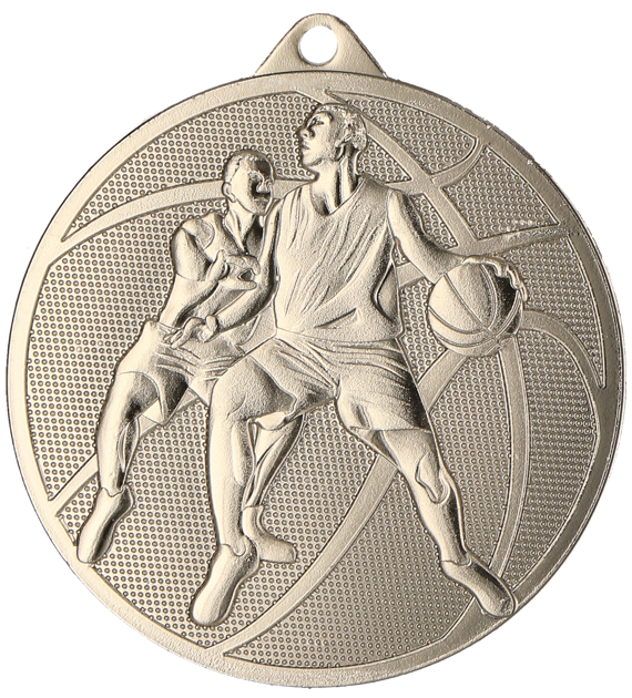 Medal stalowy brązowy MMC40050/B – koszykówka, piłka koszykowa, Ø 50 mm – zdjęcie 2