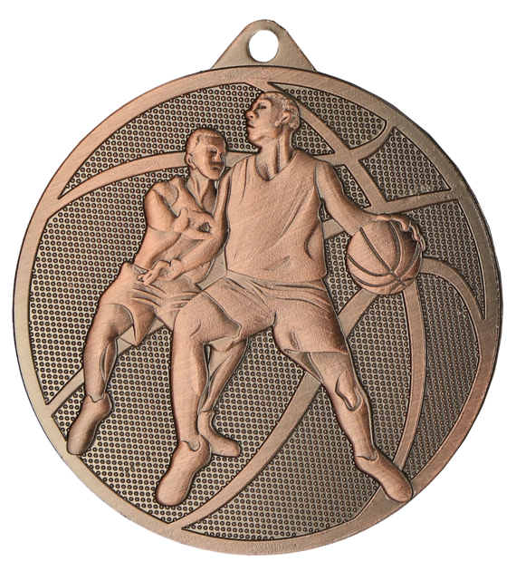 Medal stalowy brązowy MMC40050/B – koszykówka, piłka koszykowa, Ø 50 mm – zdjęcie 3