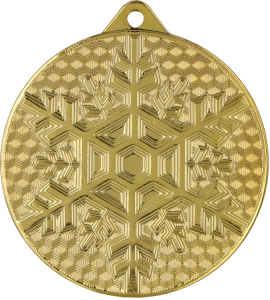 Medal stalowy złoty MMC48050/G – sporty zimowe, śnieżynka, Ø 50 mm – zdjęcie 2