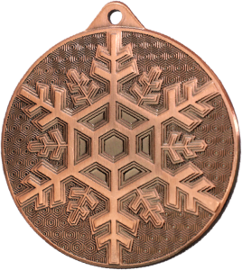 Medal stalowy złoty MMC48050/G – sporty zimowe, śnieżynka, Ø 50 mm – zdjęcie 4