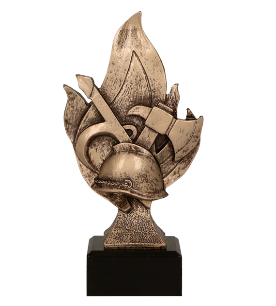 Figurka odlewana w kolorze brązu RFST2002 – strażactwo, 2 rozmiary (16–19 cm) – zdjęcie 3