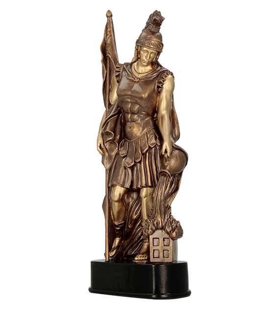 Figurka odlewana w kolorze brązu RFST3025 – strażactwo, Florian, 3 rozmiary (24–38 cm) – zdjęcie 2
