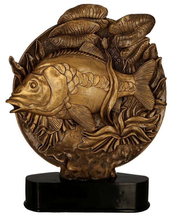 Figurka odlewana w kolorze brązu RFST3050 – wędkarstwo, ryba, karp, 4 rozmiary (18–32 cm) – zdjęcie 2